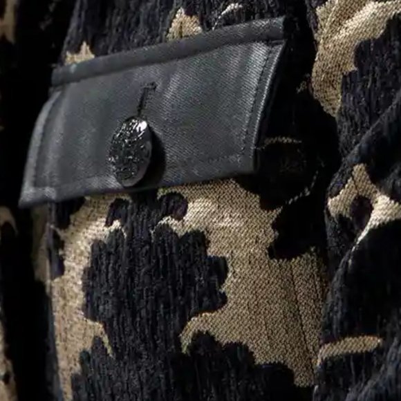 WHBM Coated Denim  Details Jacquard Cropped Jacket - Picture 6 of 7